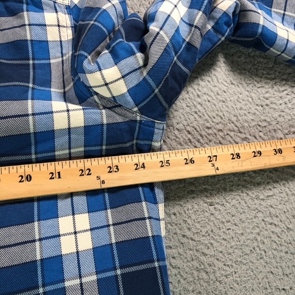 LL Bean Shirt Jacket Men L Tall Blue Plaid Slightly Fitted Quilted Lined Shacket - Picture 6 of 13